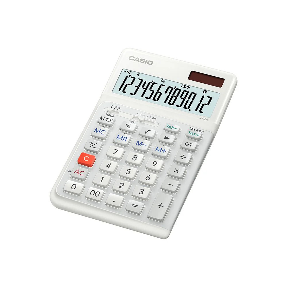 Casio Just/Desk Compact Desk Type Ergonomic Calculator JE-12E-WE (Retail price: $400) - Image 2