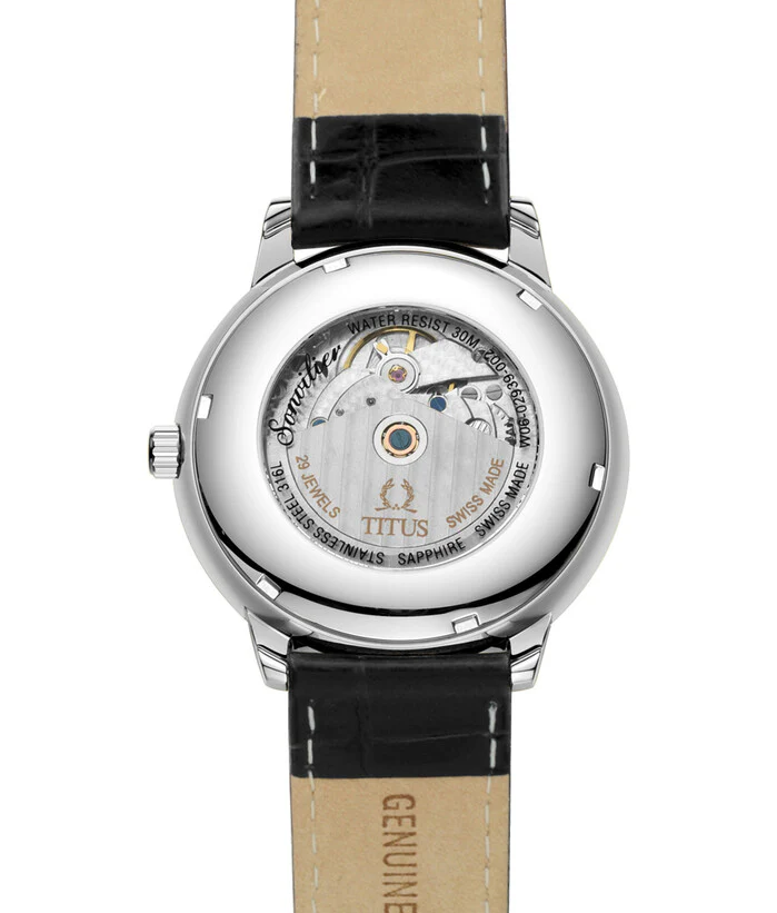 Sonvilier Swiss Made 3 Hands Date Mechanical Leather Watch (W06-02939-002) - Image 3
