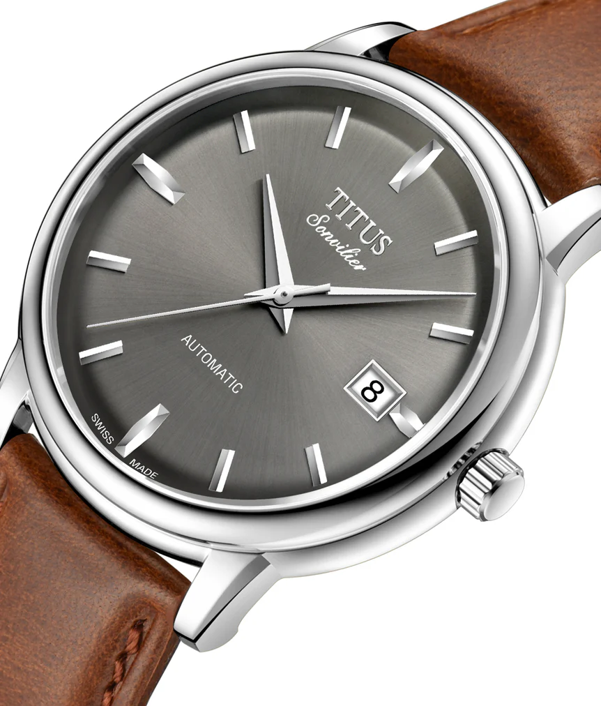 Sonvilier Swiss Made 3 Hands Date Mechanical Leather Watch (W06-02939-006) - Image 2