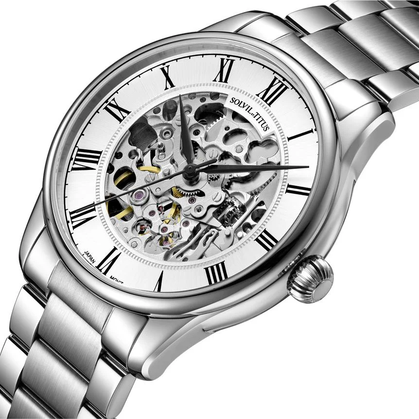 Classic 3 Hands Mechanical Skeleton Stainless Steel Watch (W06-03234-001) - Image 2