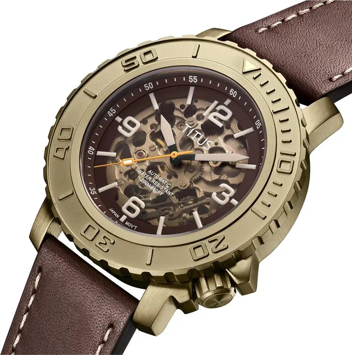 The Cape 3 Hands Mechanical Skeleton Leather Watch (W06-03279-004) - Image 2