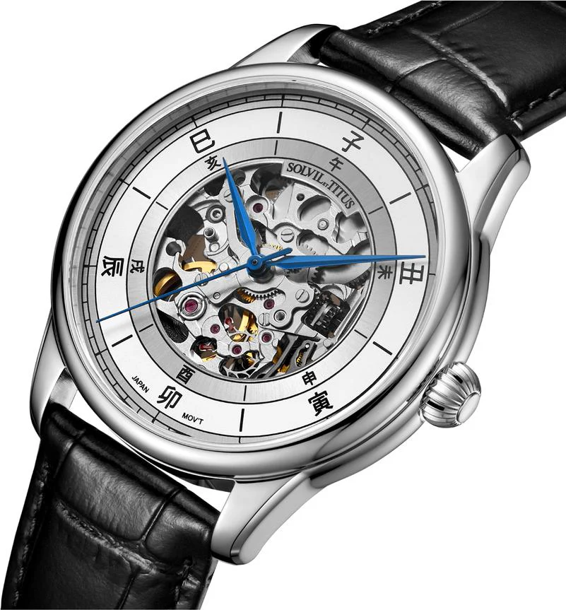 Classic 3 Hands Mechanical Skeleton Leather Watch (W06-03309-004) - Image 2