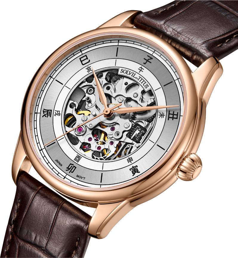 Classic 3 Hands Mechanical Skeleton Leather Watch (W06-03309-006) - Image 2